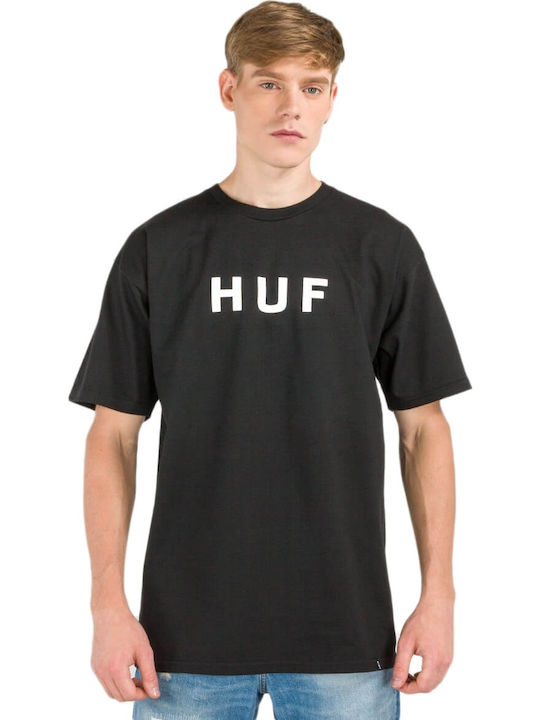 HUF Essentials OG Logo Ανδρικό T-shirt Μαύρο με...