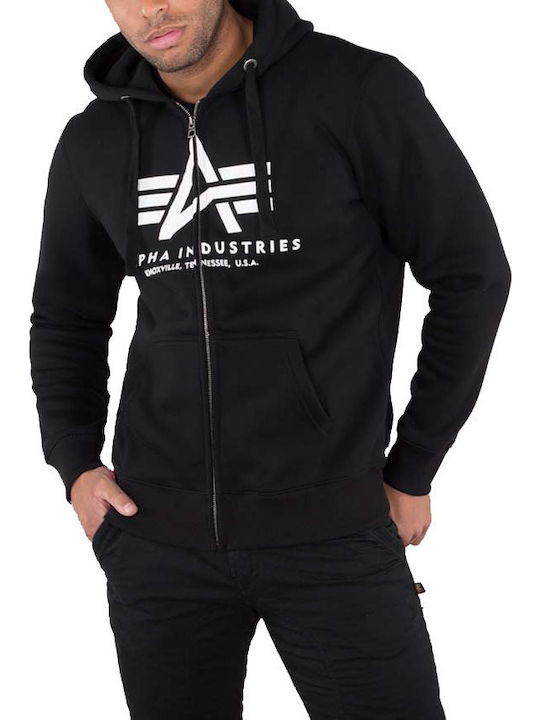Alpha Industries Basic Ζακέτα με Κουκούλα Μαύρη