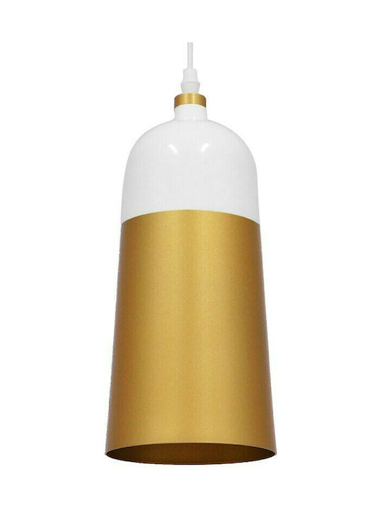 GloboStar Palazzo Μοντέρνο Κρεμαστό Φωτιστικό Μονόφωτο με Ντουί E27 Gold White σε Χρυσό Χρώμα