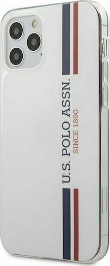 U.S. Polo Assn. Tricolor Pattern Back Cover Silicon Alb (iPhone 12 / 12 Pro)