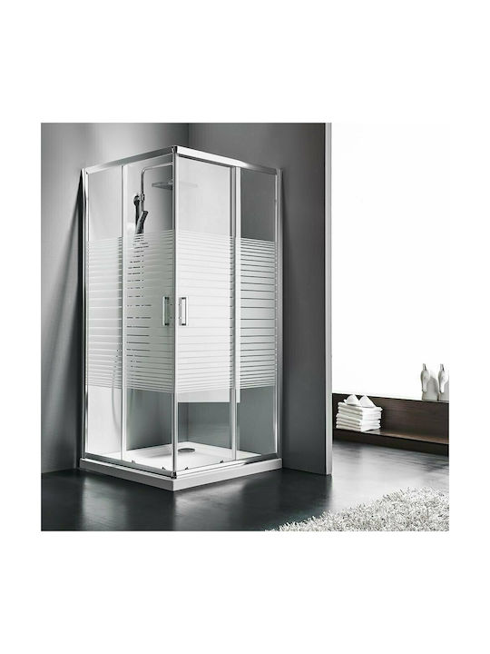 Starlet Corner Entry CS10080S-100 Cabin for Shower with Sliding Door 100x80x180cm Stripes