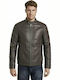 Tom Tailor Herren Winter Jacke Leder Braun