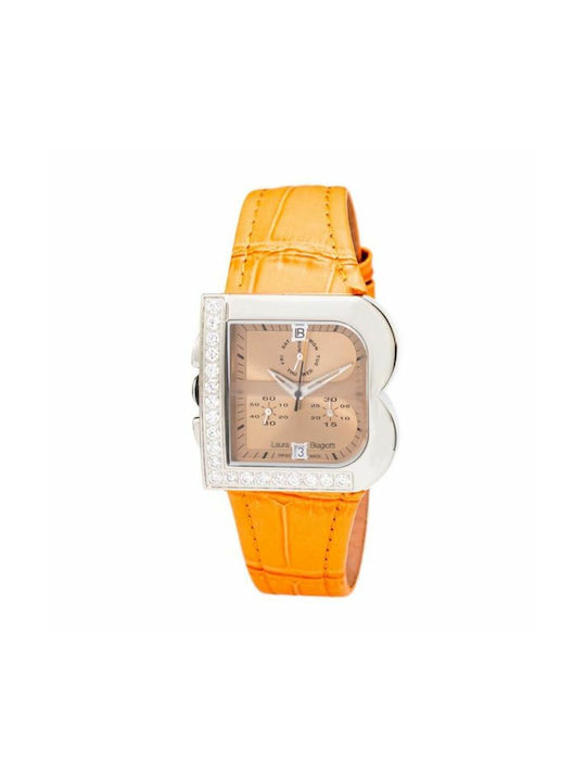 Laura Biagiotti Watch Chronograph with Orange Leather Strap LB0002-NA