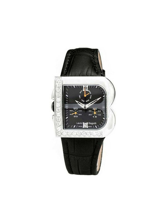Laura Biagiotti Uhr Chronograph mit Schwarz Lederarmband LB0002-CN-2