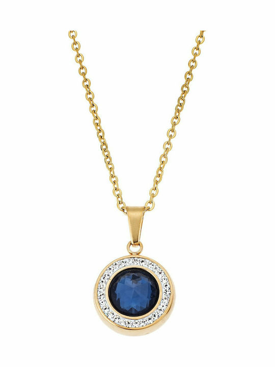 Puppis Necklace from Gold Plated Steel with Zir...