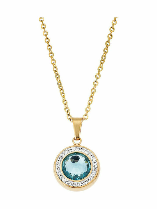 Puppis Necklace from Gold Plated Steel with Zir...