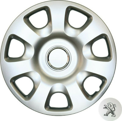 Croatia Cover Car Hubcap Set with Peugeot Emblem 15" 4pcs Silver