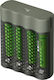 GP Batteries ReCyko M451 USB Charger 4 Batteries Ni-MH Size AA/AAA Set with 4x AAA 950mAh in Green color