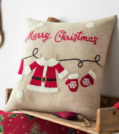 Gofis Home Коледна Декоративна Калъфка 350 Бежов 43x43cm