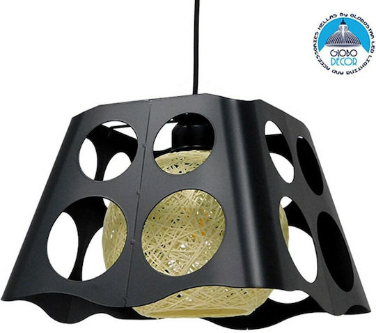 GloboStar Carter Hängelampe Schwarz mit Fassung E27 28x28x22cm.