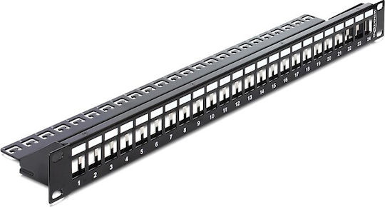 DeLock Patch Panel Keystone for Rack 1U 19" with 24 Ports Black