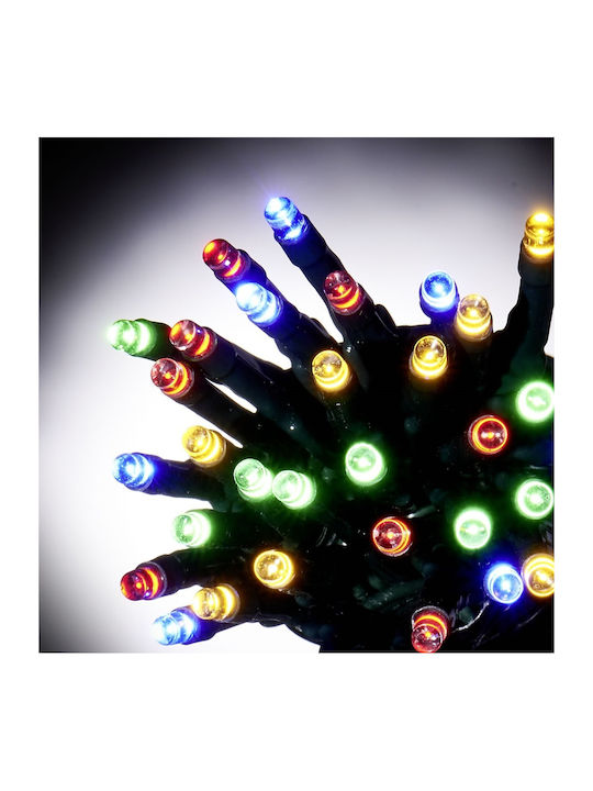 100 Weihnachtslichter LED 8für eine E-Commerce-Website in der Kategorie 'Weihnachtsbeleuchtung'. Mehrfarbig Elektrisch vom Typ Zeichenfolge mit Grünes Kabel und Programmen TnS