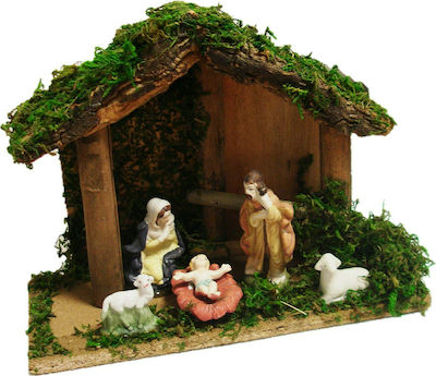 Small Manger Ξύλινη με 6 Φιγούρες 17x17cm