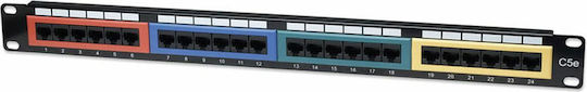 Intellinet Patch Panel για Rack 1U 19" 24 Θυρών cat5e Μαύρο