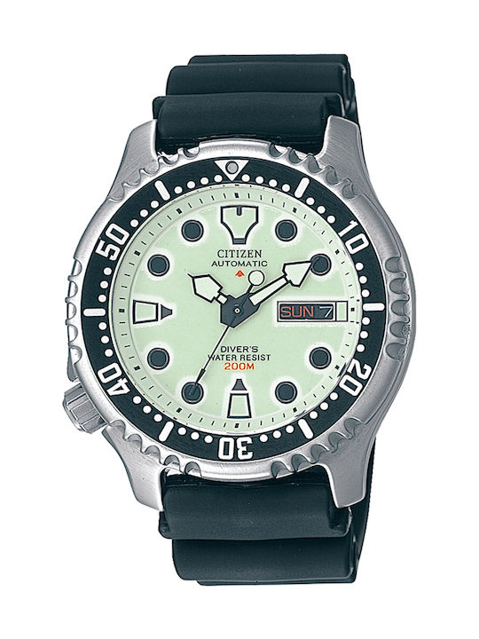 Citizen Automatic Watch with Rubber Strap Green NY0040-09W