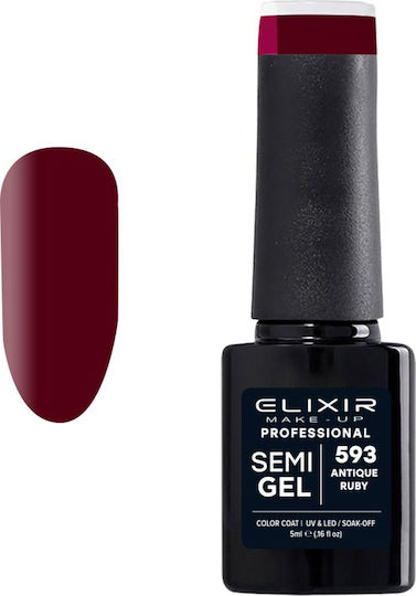Elixir Semi Gel Semipermanent Lac de Unghii 593 Rubin antic 5ml 1buc