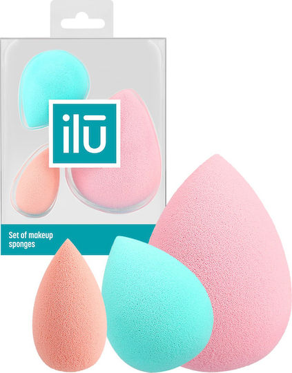 Ilu Synthetic Make Up Sponge Set for Foundation Raindrop 3pcs