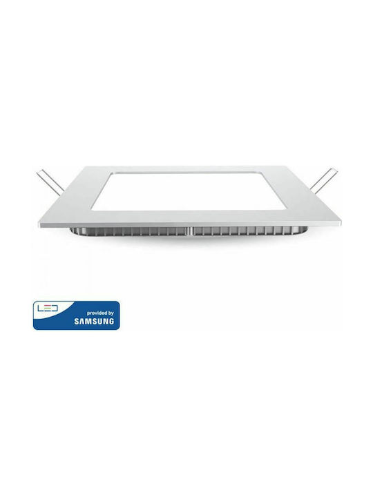 V-TAC Pătrat Metalic Spot Încorporat cu LED Integrat și Lumină Alb Cald Alb 12x12cm. 1buc