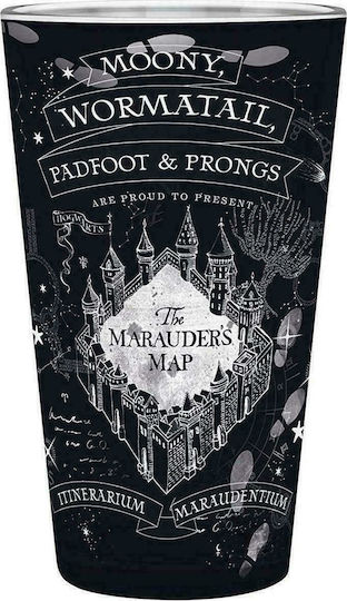 Abysse Harry Potter - Marauder's Map Ποτήρι από Γυαλί Μαύρο 400ml ABYVER130