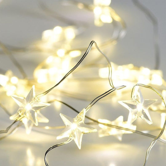 20 Λαμπάκια LED 2μ. Θερμό Λευκό Μπαταρίας σε Σειρά