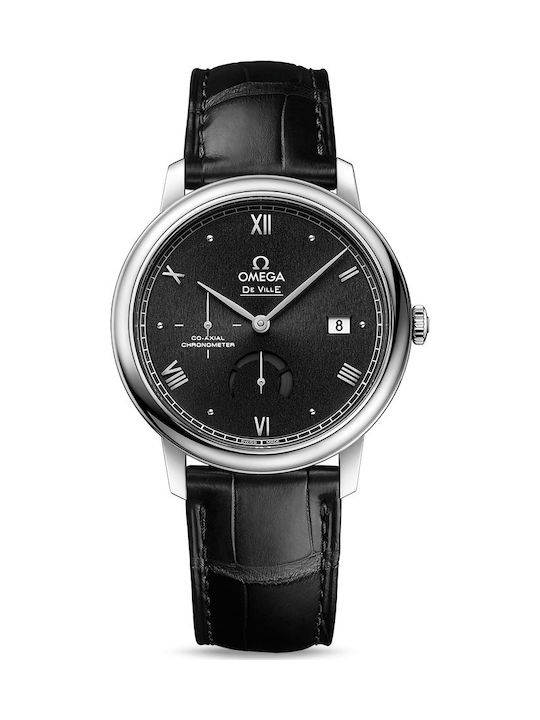 Omega De Ville Prestige Ρολόι Αυτόματο με Δερμάτινο Λουράκι σε Μαύρο χρώμα