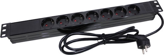 Tele Πολύπριζο Rack 1U με 7 Sockets Μαύρο