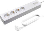 Bionics Smart 4-Outlet Power Strip with USB White