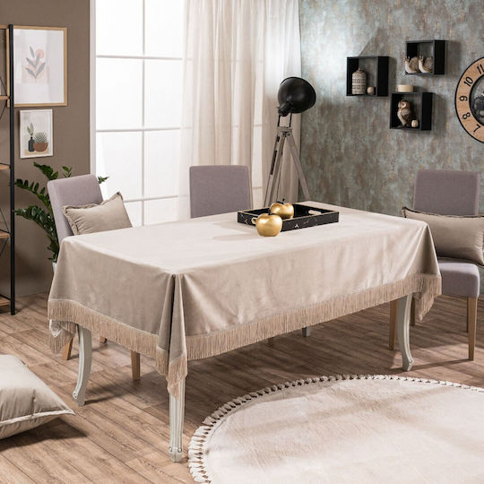 Teoran Kariert Velvet mit Fransen 07 140x140cm