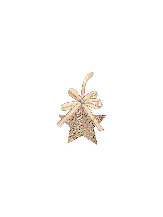 Hanging Ornament Star Plastic Gold with Sequins 10x10cm Set 2pcs