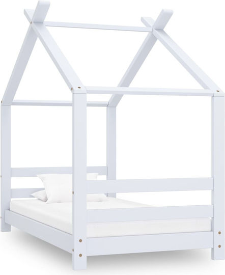 House Kinderbett Montessori Einzeln Weiß für Matratze 70x140cm