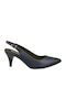 Piccadilly Anatomic Leather Pointed Toe Navy Blue Medium Heels with Strap