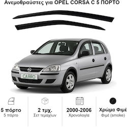 Heko Σετ Ανεμοθραύστες Μπροστινοί Σκούρο Φιμέ για Opel Corsa C 5D 2000-2006 2τμχ 25345