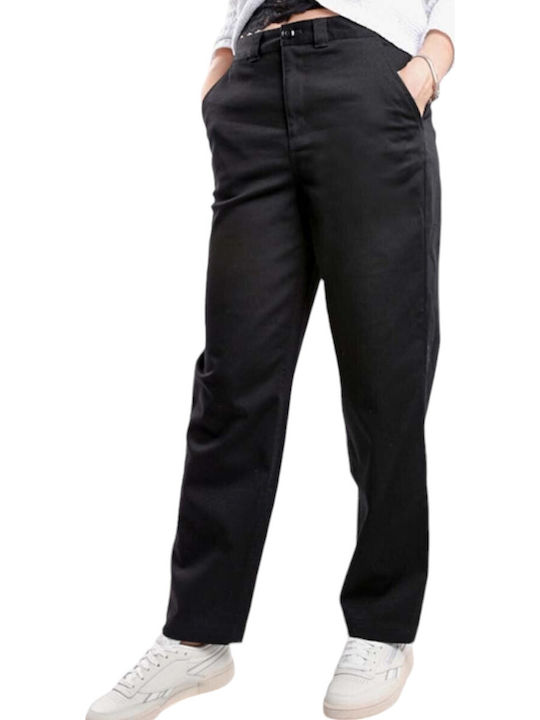 Women's High-waisted Chino Trousers Regular Fit Black