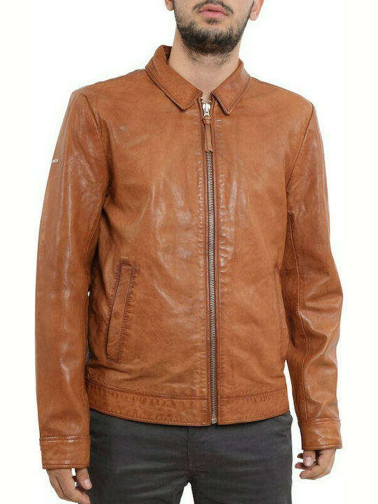 Superdry Men's Winter Leather Jacket Tabac Brown