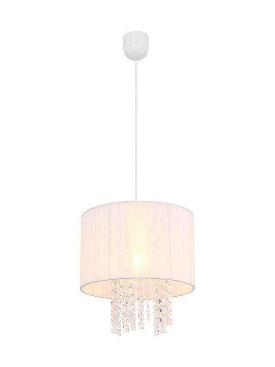 Globo Lighting Pyra Pendant Light Single-Light with Crystals for Socket E27 White