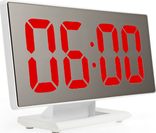 DS-3618L Масов Дигитален Часовник LED Пластмасов с Будилник Бял