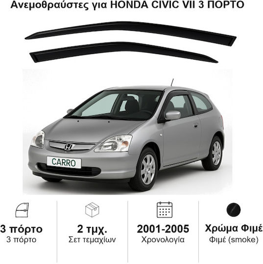 Heko Set deflectoare de vânt Dark Fime pentru Honda Civic VII 3D 2001-2005 2buc