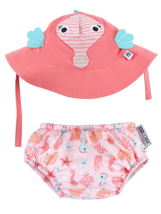 Zoocchini Kinder Badeanzug Schwimmwindel mit Hut Rosa