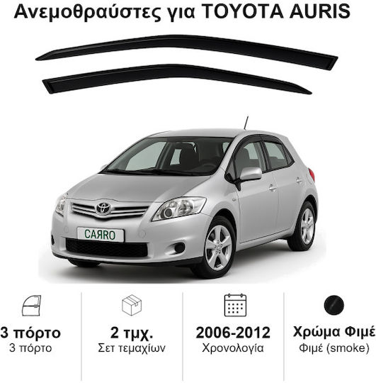Heko Set of Windbreakers Front Car Dark Fime for Toyota Auris 2pcs