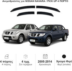 Heko Set Car Windbreakers Front And Back Dark Fime For Nissan Navara PickUp 4D 2005-2014 4 Pieces 24243