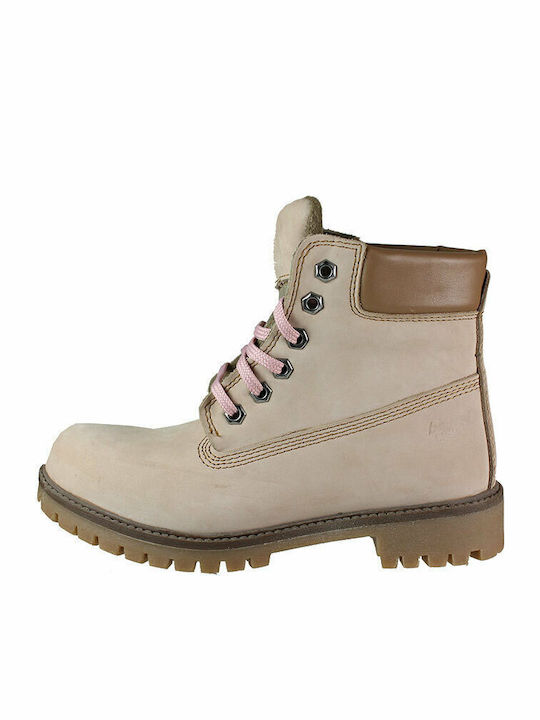 Leather Women's Ankle Boots Beige