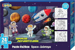 Kids Puzzle Διάστημα με 3 Αφίσες Χρωματισμού for 6++ Years 24pcs Luna