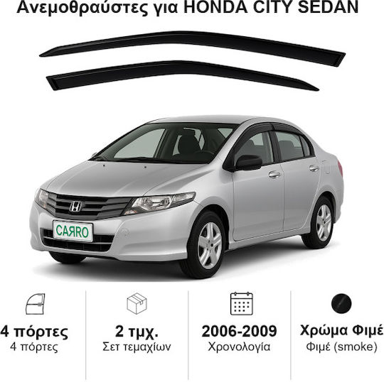 Heko Σετ Ανεμοθραύστες Αυτοκινήτου Μπροστινοί Σκούρο Φιμέ για Honda City 2τμχ