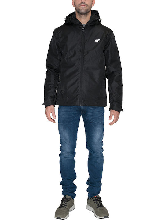 4F Herren Winter Jacke Lässig Schwarz