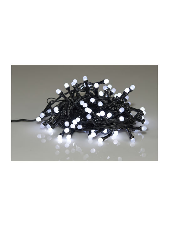240 Λαμπάκια LED 27μ Ψυχρό Λευκό σε Σειρά με Μαύρο Καλώδιο και Προγράμματα TnS