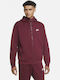 Club Sweatshirt Fleece with Hood Burgundy