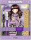 Santoro Sparkle & Bloom Kinder Schreibwarenset mit Radiergummi, Notizbuch, Kugelschreiber, Mechanischer Bleistift und Lineal 5Stück