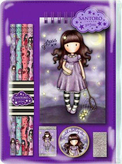 Santoro Sparkle & Bloom Kids Stationery Set with Pencil, Sharpener, Eraser, Notepad and Pencil Case 8pcs