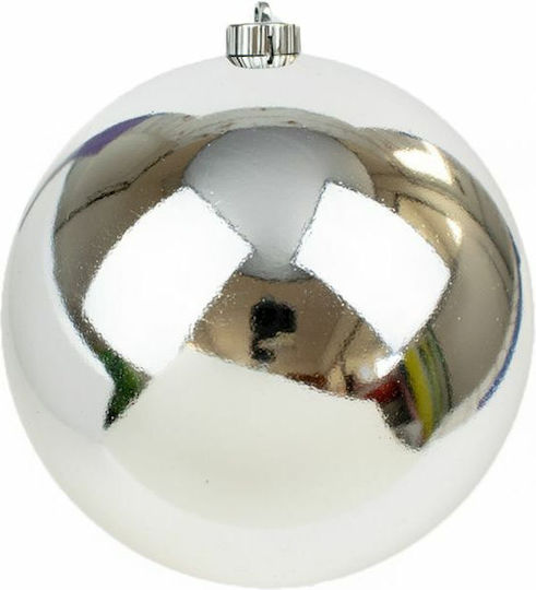 Hängendes Kugel Ornament Ornament Kunststoff Silber 15cm