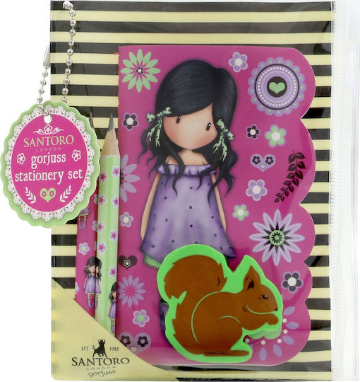 Santoro Gorguss Υou Brought Me Love Kids Stationery Set with Pencil, Eraser and Notepad 3pcs